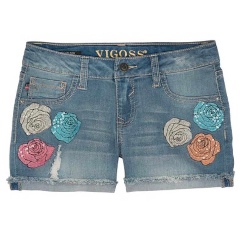 Girl’s Rose Denim Shorts